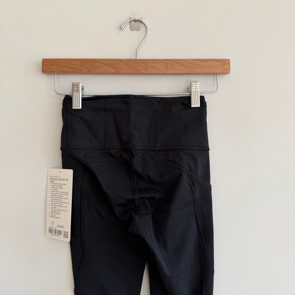 Lululemon Fast & Free High Rise 7/8 Tight Leggings Black 2 NWT - Picture 9 of 9